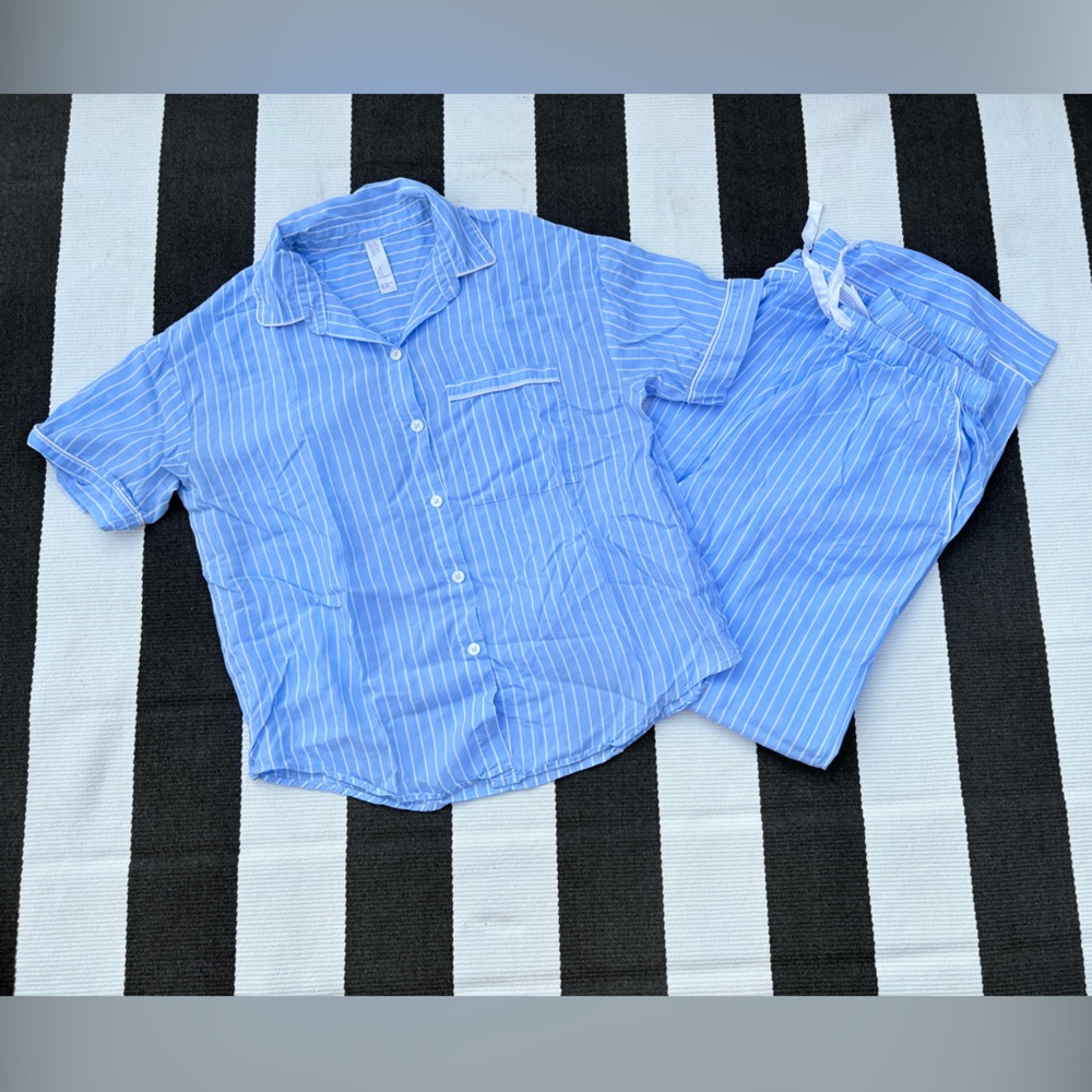 Stars Above Light Blue Striped Pajama 2-piece Set